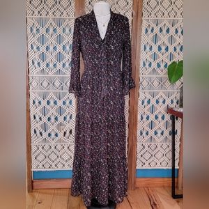 Dark Floral Ruffle Maxi Dress
